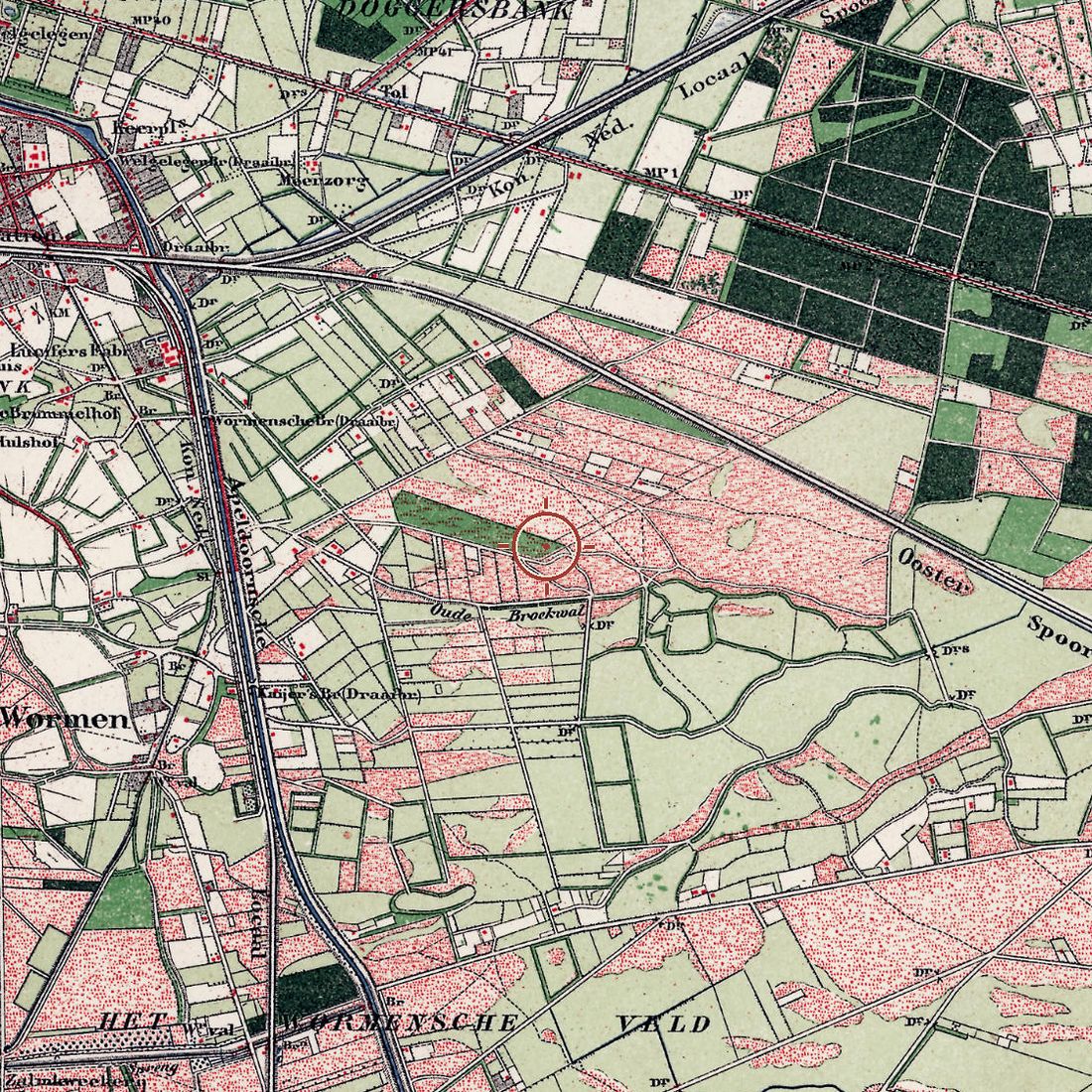 Detail van de historische kaart van rond 1900