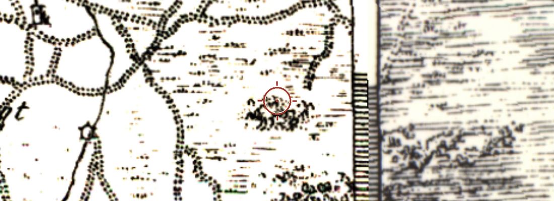 Historische kaart van dezelfde plek rond 1815
