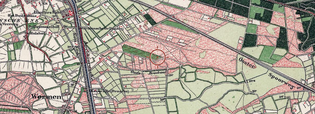 Historische kaart van dezelfde plek rond 1900