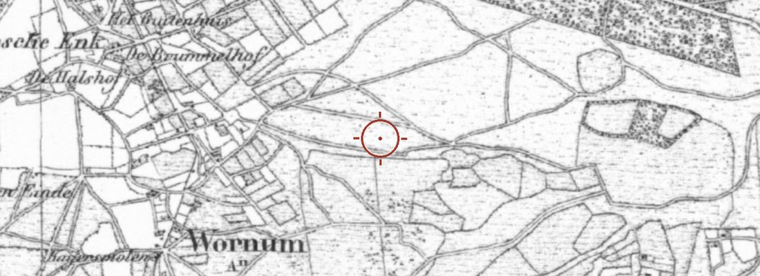 Historische kaart van dezelfde plek rond 1850