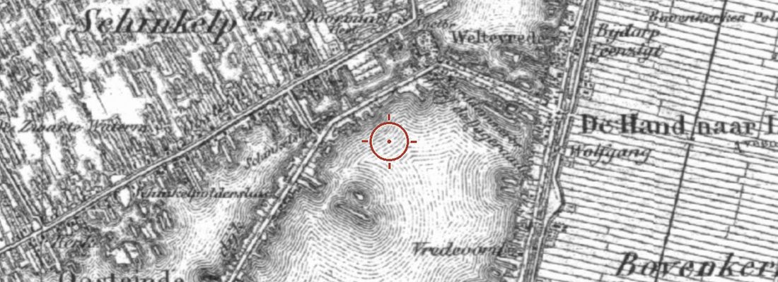 Historische kaart van dezelfde plek rond 1850