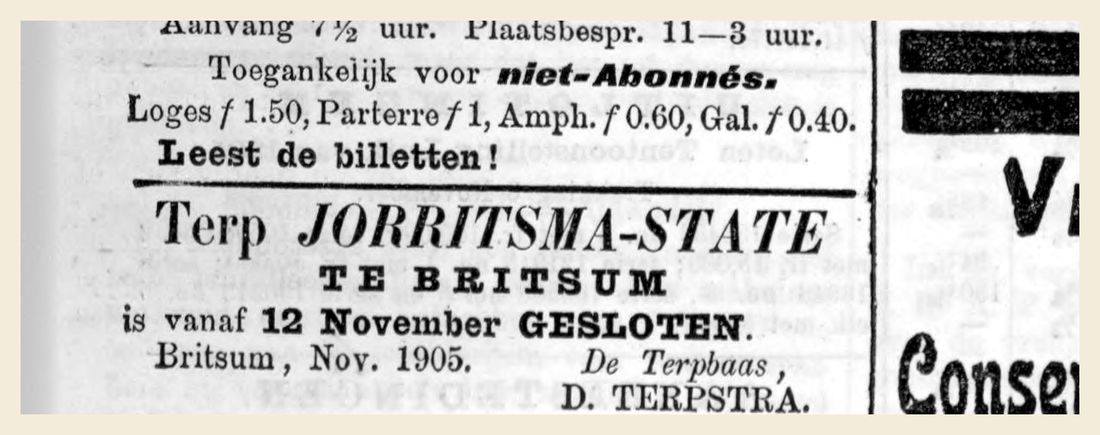Het bericht zoals het op 11 november 1905 in de krant stond.