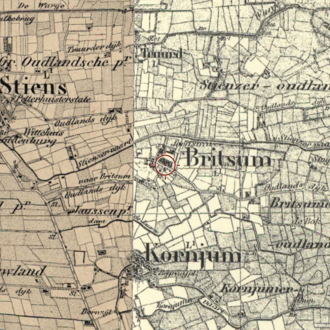 Detail van de historische kaart van rond 1900