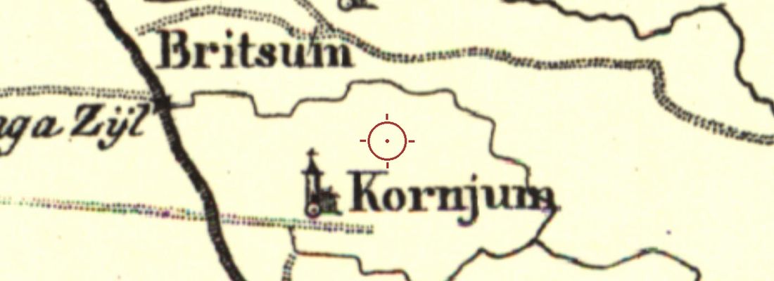 Historische kaart van dezelfde plek rond 1815