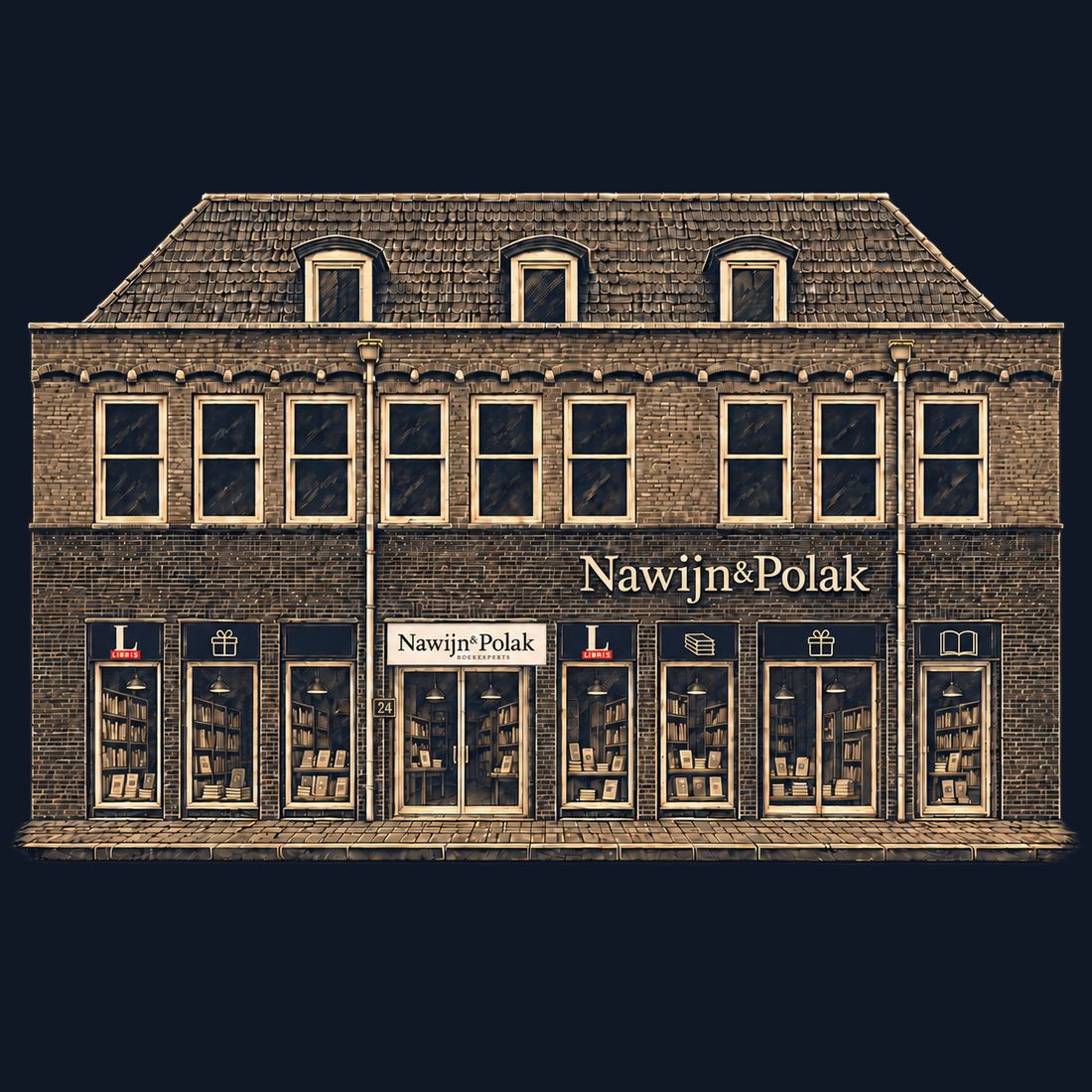 Tekening van de voorgevel van het huis